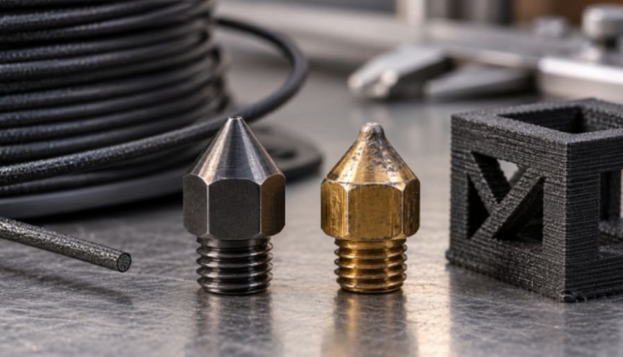 Hardened Nozzles for Abrasive Carbon Fiber Filament
